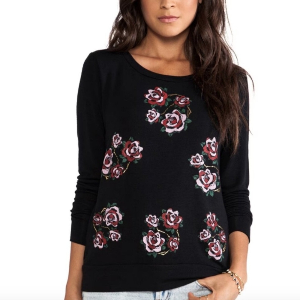 LAUREN MOSHI BLACK ADDISON ROSE TOP Sz Sm NWT